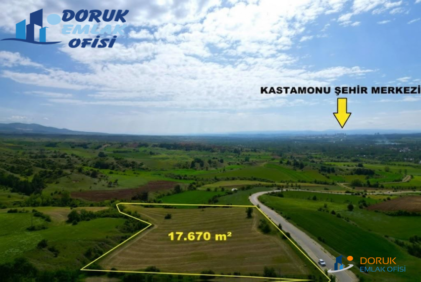 Doruk Emlak Ofisi > DORUK EMLAKTAN YATIRIMLIK YOLA CEPHE 17.670 M2 SATILIK ARAZİSİ
